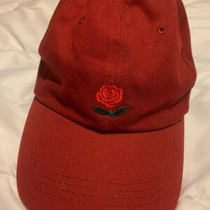 Red Rose Embroidered Cap